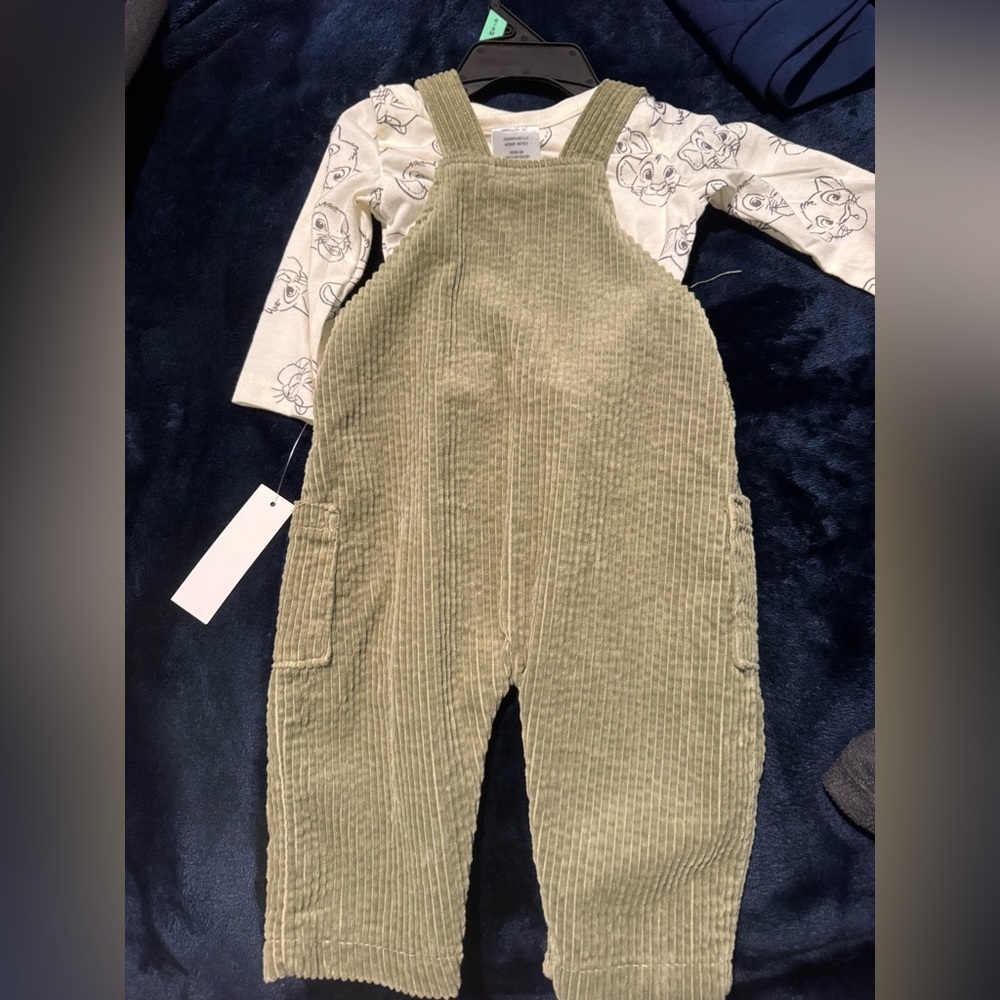 Kids Olive Corduroy Overalls - Picture 2 of 2